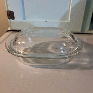 Pyrex 602-B clear glass oval Dish with its 602-C Lid